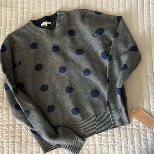 NWT Copper Key Gray Crew Neck Sweater with Polka Dot Pattern